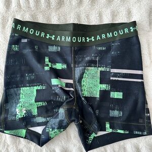 Under Armour Black and Green Compression Shorts